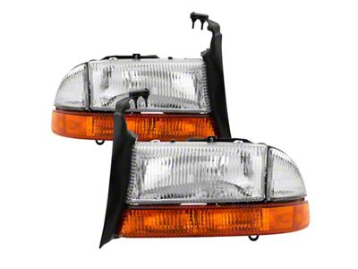 Xtune Dodge Dakota 97-04 OEM Style Headlights w/ Amber Bumper - 9036750