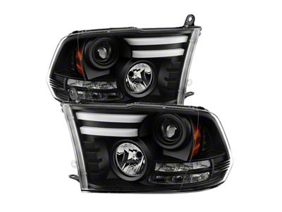 Spyder Auto Dodge Ram 09-12 Projector Headlights Light Bar DRL Black - 5081001