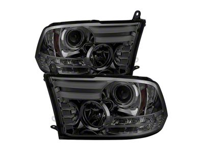 Spyder Auto Dodge Ram 13-15 Projector Headlights Light Bar DRL Smoke - 5081735