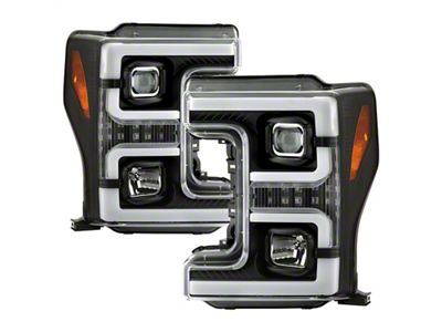 Spyder Auto Ford F-250/F-350/F450 Super Duty 17-18 Projector Headlights Black PRO-YD-FS17-SBSEQ-BK - 5086280