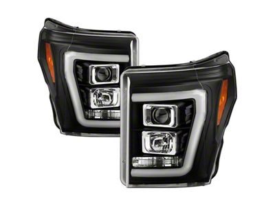 Spyder Auto Ford F250/350/450 11-16 V2 High-Power LED Headlights-White Light Bar-Black - 5087898