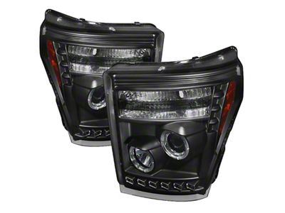 Spyder Auto Ford Super Duty 11-15 Projector Headlights LEDHalo DRL Blk - 5070272