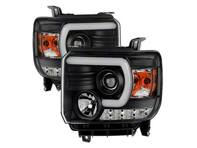 Spyder Auto GMC Sierra 14-16 Projector Headlights Light Bar DRL Black - 5080523