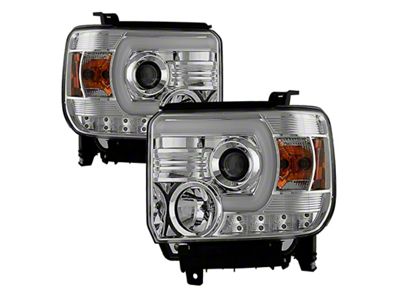 Spyder Auto GMC Sierra 14-16 Projector Headlights Light Bar DRL Chrm - 5080868