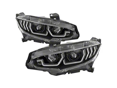 Spyder Auto Honda Civic 16-18 2DR/4DR/Hatchback Headlight Black PRO-YD-HC16PL-SEQ-BK - 5087539