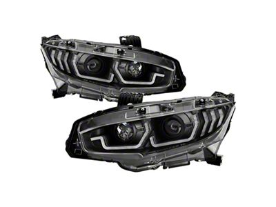 Spyder Auto Honda Civic 16- 2DR/4DR/Hatchback Projector Headlights - Black PRO-YD-HC16SI-SEQGR-BK - 5087867
