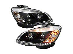 Signature Series Projector Headlights; Black Housing; Clear Lens (08-11 Mercedes Benz C-Class)