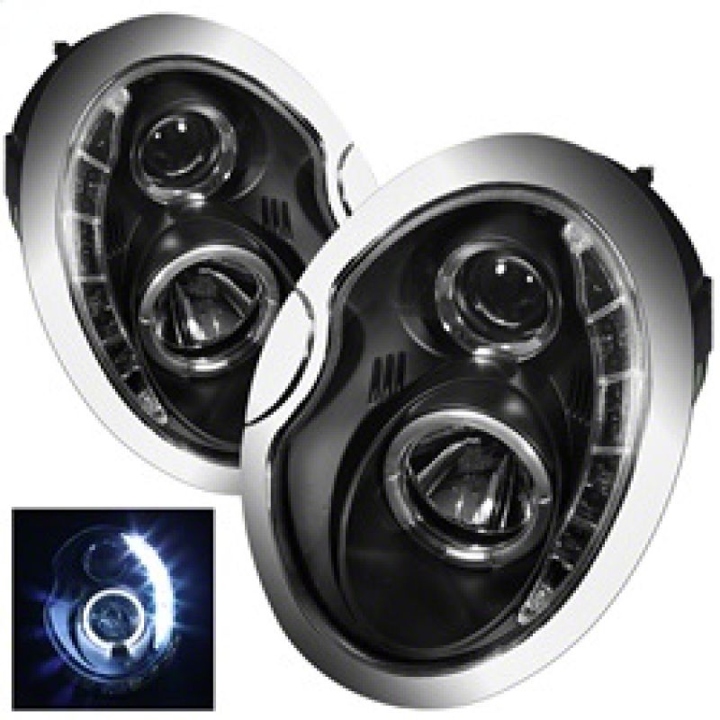 Throtl Projector Headlights DRL Black High H1 (02-06 Mini Cooper)