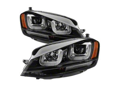 Spyder Auto Volkswagen Golf VII 14-16 Projector Headlights DRL LED Blk - 5080578