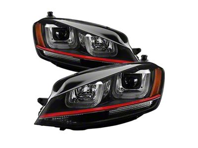 Spyder Auto Volkswagen Golf VII 14-16 Projector Headlights DRL LED Red - 5080592