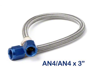 NOS Stainless Steel Braided Hose; -4AN; 3 in.; Blue; - 15100