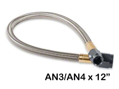 NOS Stainless Steel Braided Hose; -4AN To -3AN; 12 in.; Black; - 15340B