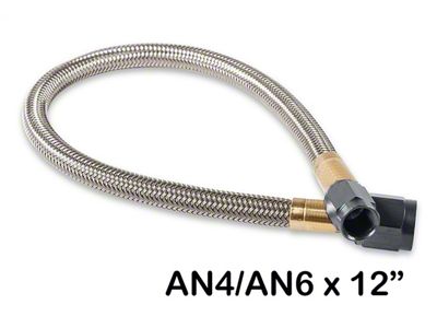 NOS Stainless Steel Braided Hose; -4AN To -6AN; 12 in.; Black; - 15350B