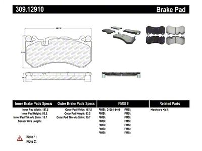 StopTech Mercedes Benz Front Performance Brake Pads - 309.12910