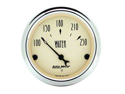 Auto Meter Antique Beige Series 2-1/16-Inch Water Temperature Gauge; 100-250 Fahrenheit (Universal; Some Adaptation May Be Required)