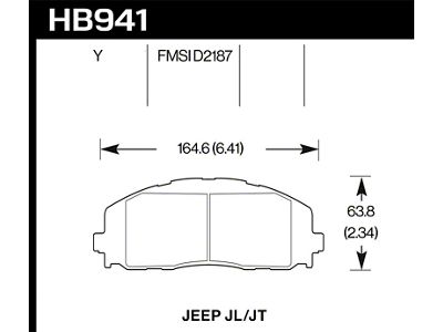 Hawk Performance 2018 Jeep Wrangler Rubicon LTS Street Front Brake Pads - HB941Y.712