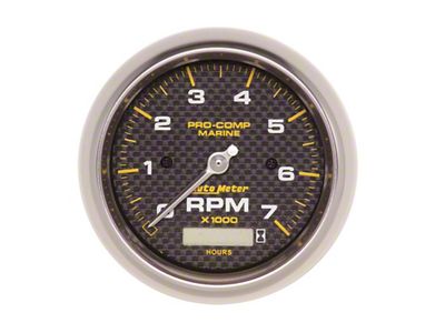 Auto Meter Marine Carbon Fiber Ultra-Lite 3-3/8in 7K RPM w/Hourmeter Tachometer - 200890-40