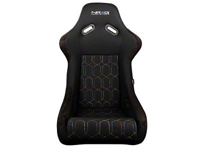 NRG Innovations FRP Bucket Seat Black w/ Multi Color Geometric Pattern - FRP-300-MGEO-BK