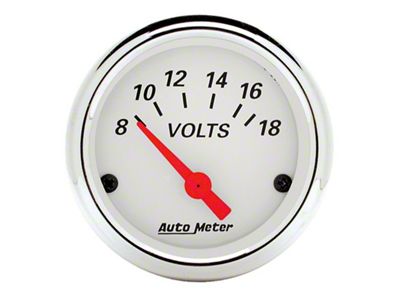 Auto Meter Arctic White 2-1/16in 8-18 Volts Air-Core Voltmeter Gauge - 1391