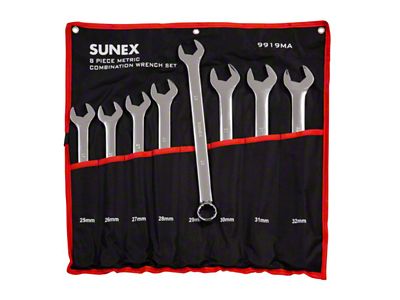 Sunex Full Polish Metric V-Groove Combination Wrench Set; 8-Piece