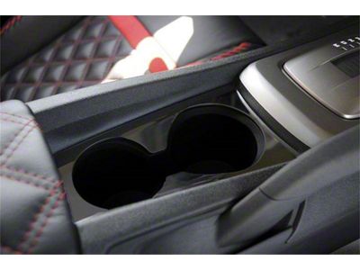 T-REX Grilles Series Cup Holder Trim; Stainless Steel; Black; 1 Pc; Tape On; - 110281