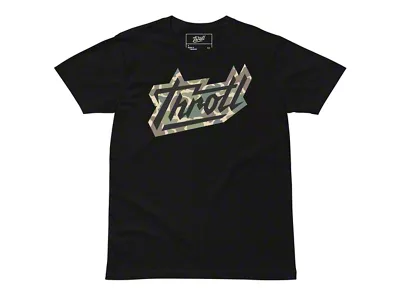 Throtl Camo Razor Script Short Sleeve T-Shirt; Black