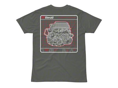 Throtl EJ25 Engine Short Sleeve T-Shirt; Charcoal