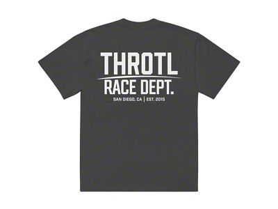 Throtl Race Department White Text Official T-Shirt; Faded Black
