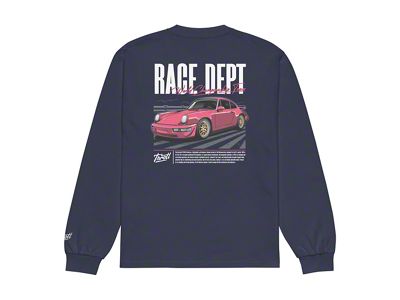 Throtl Race Department Premium Heavyweight Long Sleeve Shirt; Midnight Blue