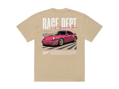 Throtl Race Department World Championship Team Premium Oversized T-Shirt; Faded Khaki