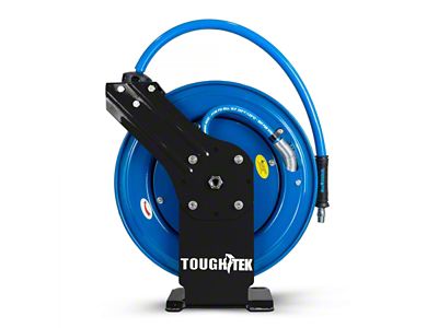 ToughTek Rubber Pressure Washing Dual Arm Hose Reel; 3/8-Inch x 100-Foot; Blue