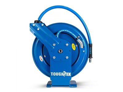 ToughTek Rubber Pressure Washing Dual Arm Hose Reel; 3/8-Inch x 50-Foot; Blue