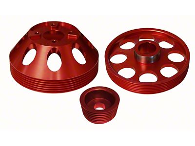 Torque Solution Lightweight WP/Crank/Alt Pulley Combo Red : Hyundai Genesis Coupe - TS-GEN-006R