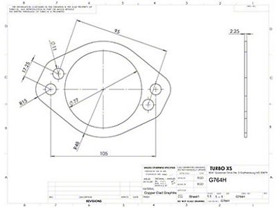 Turbo XS 4 Hole 3in Gasket 105mm Center-to-Center Fits WS-MP-V2 - G764H