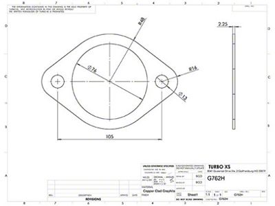 Turbo XS 2-Bolt High Temperature Exhaust Gasket 76mm/3in ID Single - G762H