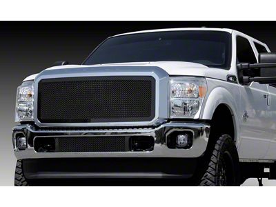 T-REX Grilles Upper Class Mesh Grille - W/ Optional Logo Plate - All Black Powdercoat - 51546