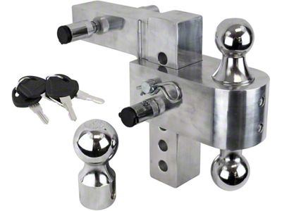 Uriah Products Aluma-Tow Adjustable 12K Rated 2-Inch Receiver Hitch Dual-Ball Mount; 6-Inch Drop (Universal; Some Adaptation May Be Required)