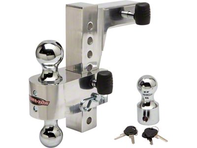 Uriah Products Aluma-Tow Adjustable 12K Rated 2-Inch Receiver Hitch Dual-Ball Mount; 8-Inch Drop (Universal; Some Adaptation May Be Required)