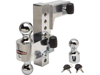 Uriah Products Aluma-Tow Adjustable 12K Rated 2.50-Inch Receiver Hitch Dual-Ball Mount; 8-Inch Drop (Universal; Some Adaptation May Be Required)
