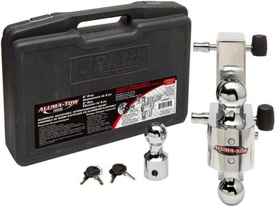 Uriah Products Aluma-Tow Adjustable 12K Rated 2.50-Inch Receiver Hitch Dual-Ball Mount with Carrying Case; 8-Inch Drop (Universal; Some Adaptation May Be Required)