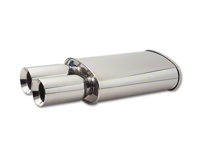 Vibrant Performance STREETPOWER Oval Muffler with Dual Angle Cut Tips; 2.50-Inch Inlet (Universal; Some Adaptation May Be Required)