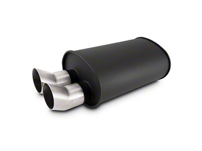 Vibrant Performance Streetpower Flat Blk Muffler 9.5x6.75x15in Body 2.5in Inlet ID - 12335