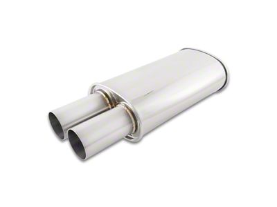 Vibrant Performance STREETPOWER Oval Muffler with Dual Straight Cut Tips; 3-Inch Inlet (Universal; Some Adaptation May Be Required)