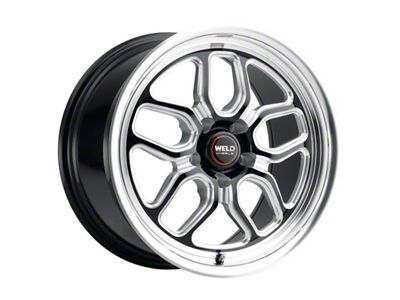 WELD Street Performance Laguna Drag Gloss Black Milled Wheel; 17x5; -21mm Offset; 5x114.3mm Bolt Pattern; 78.10mm Hub Bore