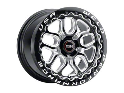 WELD Street Performance Laguna Beadlock Gloss Black Milled Wheel; 15x10; 50mm Offset; 5x120.65mm Bolt Pattern; 78.10mm Hub Bore