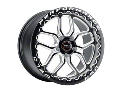 WELD Street Performance Laguna Beadlock Gloss Black Milled Wheel; 17x10; 40mm Offset; 5x112mm Bolt Pattern; 78.10mm Hub Bore