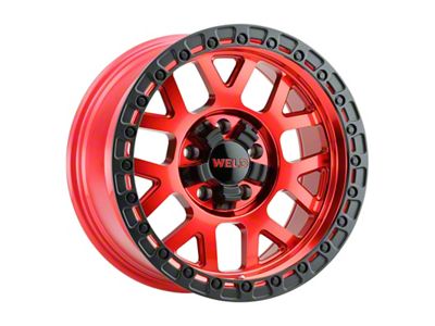 Weld Off-Road Cinch Candy Red with Satin Black Ring Wheel; 17x9; -12mm Offset