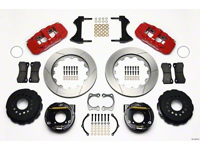 Wilwood AERO4 Rear P-Brake Kit 14.00in Red Chevy 12 Bolt - 140-10943-R