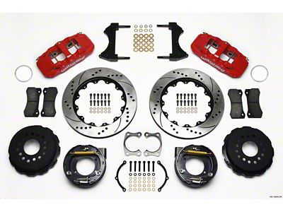 Wilwood AERO4 Rear P-Brake Kit 14.00in Drilled Red Big Ford - 140-10944-DR