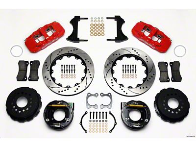 Wilwood AERO4 Rear P-Brake Kit 14.00in Drilled Red Small Ford - 140-10946-DR